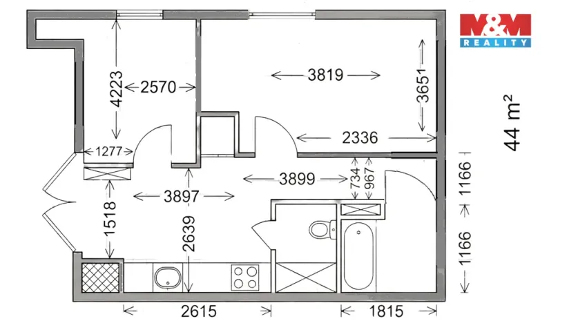Prodej bytu 2+kk, Praha - Košíře, Plzeňská, 44 m2