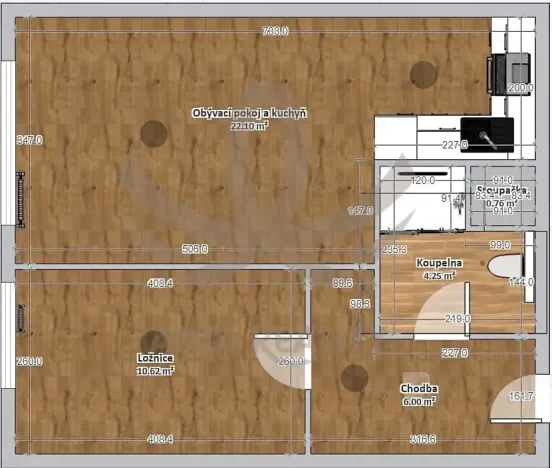 Pronájem bytu 2+kk, Nymburk, Topolová, 43 m2