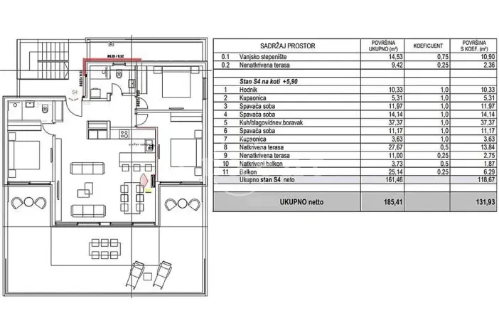 Prodej bytu 4+kk, Kaštela, Chorvatsko, 132 m2
