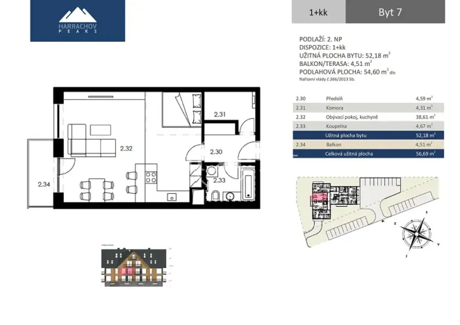 Prodej bytu 1+kk, Harrachov, 52 m2