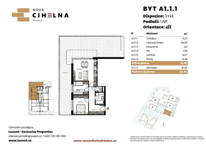 Prodej bytu 3+kk, Kladno, 62 m2