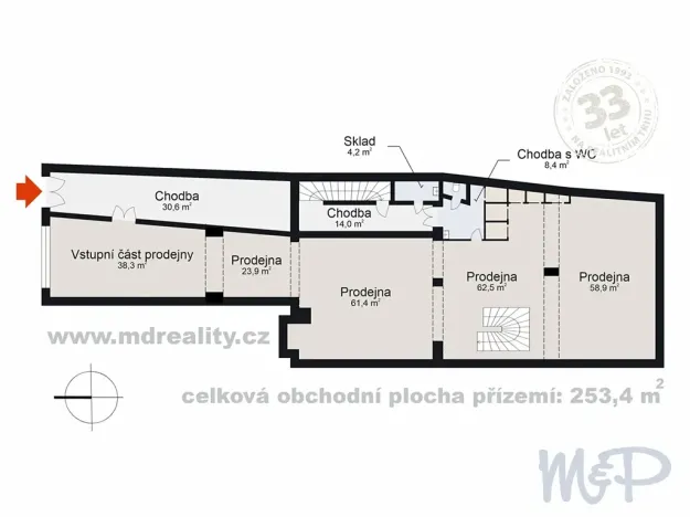 Pronájem obchodního prostoru, Jihlava, Masarykovo náměstí, 253 m2