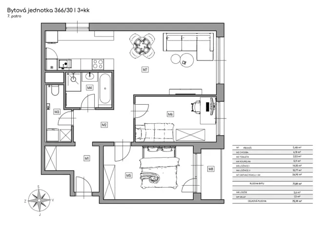 Prodej bytu 3+kk, Praha - Horní Měcholupy, Janovská, 76 m2