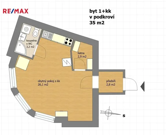 Pronájem bytu 1+kk, Praha - Michle, Michelská, 35 m2