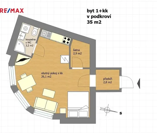 Pronájem bytu 1+kk, Praha - Michle, Michelská, 35 m2