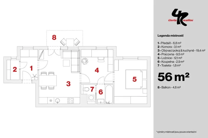 Prodej bytu 3+kk, Praha - Vysočany, Za Lidovým domem, 56 m2
