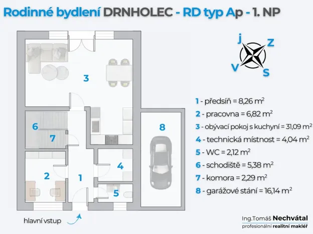 Prodej rodinného domu, Drnholec, Hrušovanská, 118 m2