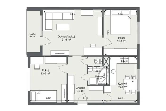 Prodej bytu 3+1, Hrádek nad Nisou, Pod tratí, 70 m2