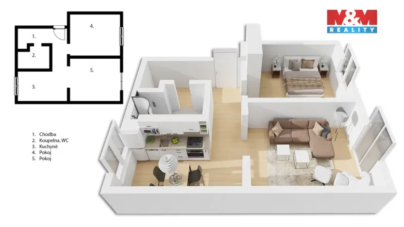Prodej bytu 2+1, Slavičín, Ševcovská, 59 m2