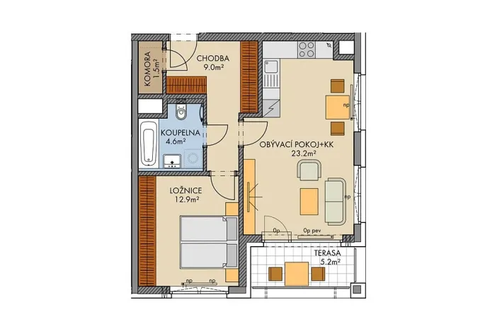 Prodej bytu 2+kk, Praha, Huppnerova, 54 m2