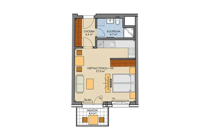 Prodej bytu 1+kk, Praha, Bartůňkova, 38 m2