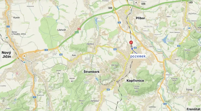 Prodej komerčního pozemku, Kopřivnice, 1716 m2