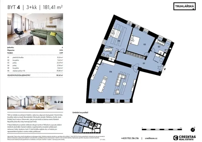 Pronájem bytu 3+kk, Praha - Nové Město, Truhlářská, 181 m2