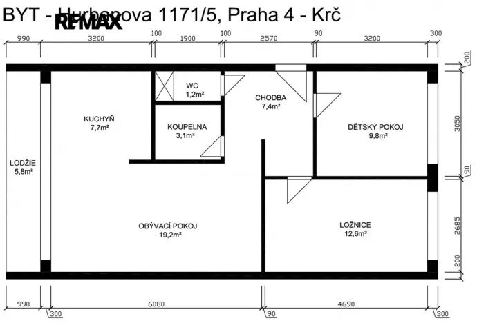 Pronájem bytu 3+kk, Praha - Krč, Hurbanova, 61 m2