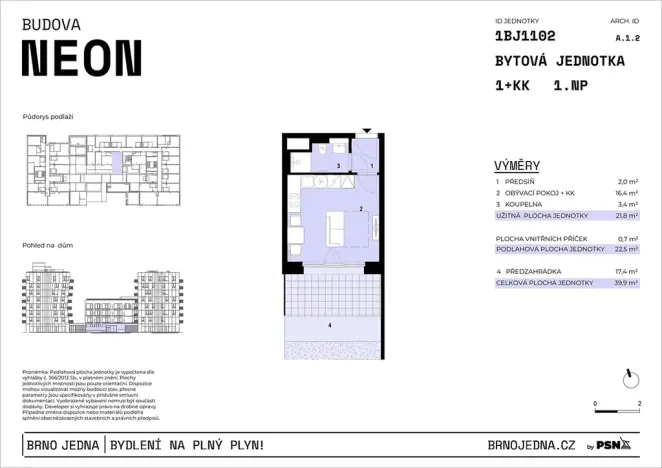 Prodej bytu 1+kk, Brno, Plynárenská, 22 m2