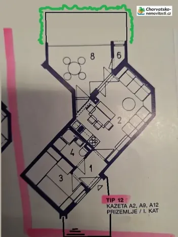 Prodej bytu 2+kk, Gajac, Chorvatsko, 43 m2