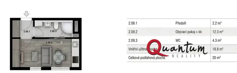 Prodej bytu 1+kk, Praha - Uhříněves, Bečovská, 20 m2