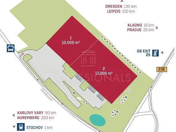 Pronájem skladu, Stochov, Osvobození, 6564 m2