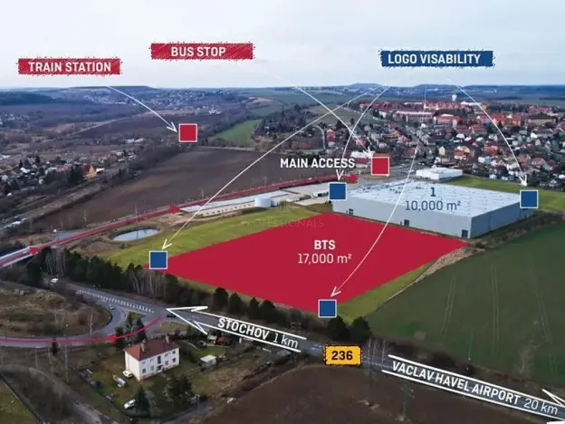 Pronájem skladu, Stochov, Osvobození, 6564 m2