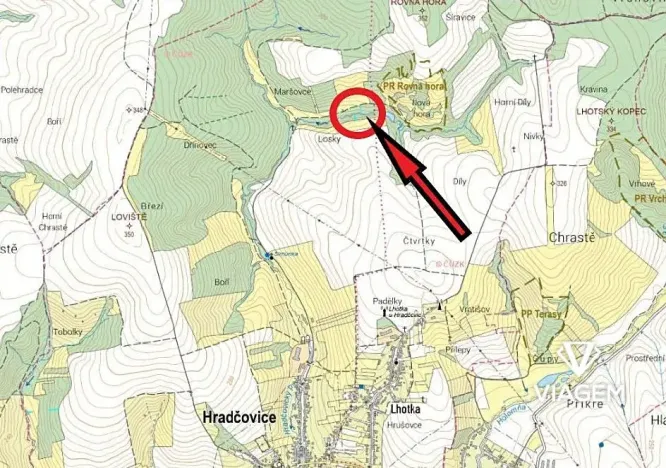 Prodej lesa, Hradčovice, 525 m2