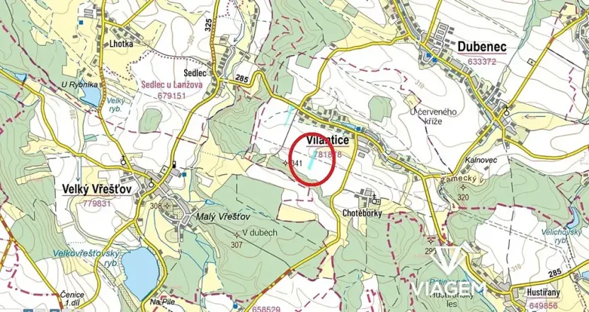 Prodej podílu pole, Vilantice, 1256 m2