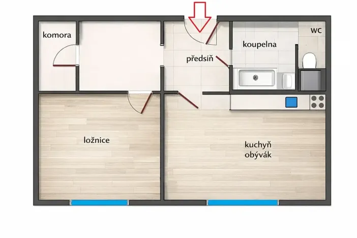 Pronájem bytu 2+kk, Ústí nad Labem, Na Kohoutě, 42 m2