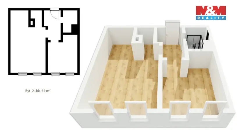 Prodej bytu 2+kk, Bedřichov, 55 m2