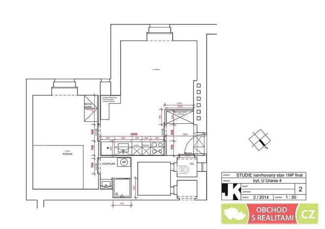Prodej bytu 2+kk, Praha, U Uranie, 36 m2
