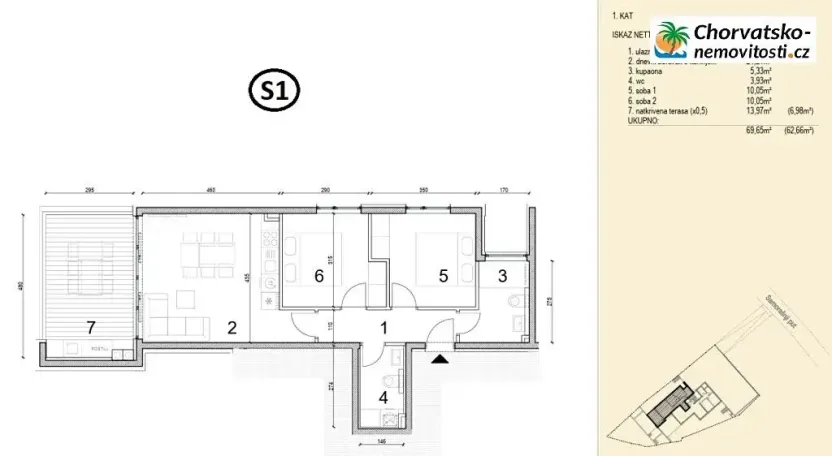 Prodej bytu 3+kk, Novalja, Chorvatsko, 66 m2