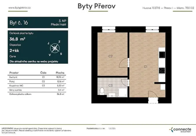 Prodej bytu 2+kk, Přerov - Přerov I-Město, Husova, 37 m2