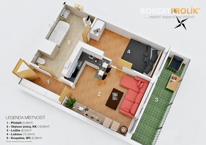 Pronájem bytu 2+kk, Praha - Ruzyně, Dědinská, 42 m2