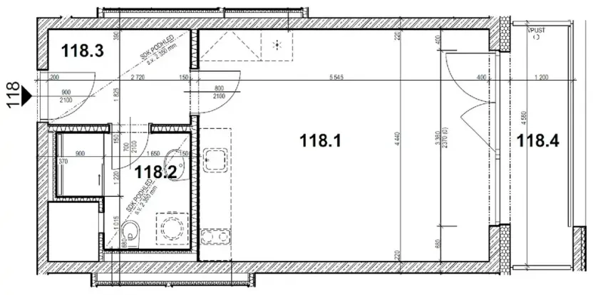 Pronájem bytu 1+kk, Praha, Poděbradská, 37 m2
