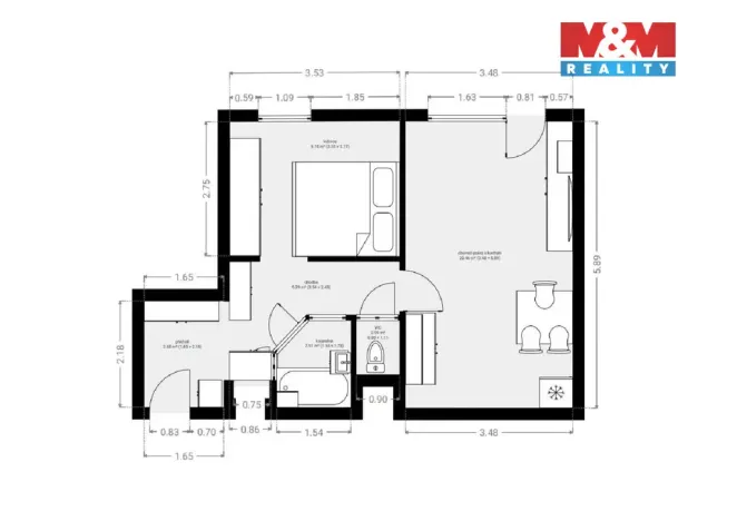 Prodej bytu 2+kk, Týn nad Vltavou, Hlinecká, 43 m2