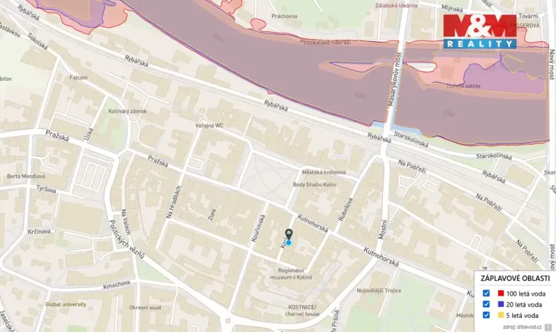 Pronájem bytu 1+kk, Kolín - Kolín I, Karlova, 20 m2