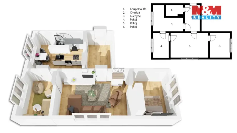 Prodej bytu 3+1, Veselí nad Lužnicí - Veselí nad Lužnicí I, Pod Markem, 62 m2