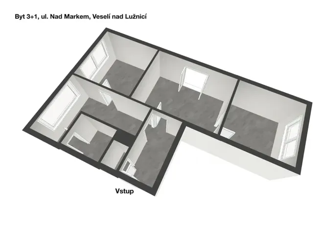 Prodej bytu 3+1, Veselí nad Lužnicí, Pod Markem, 62 m2