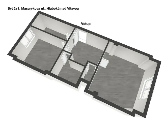 Pronájem bytu 2+1, Hluboká nad Vltavou, Masarykova, 50 m2