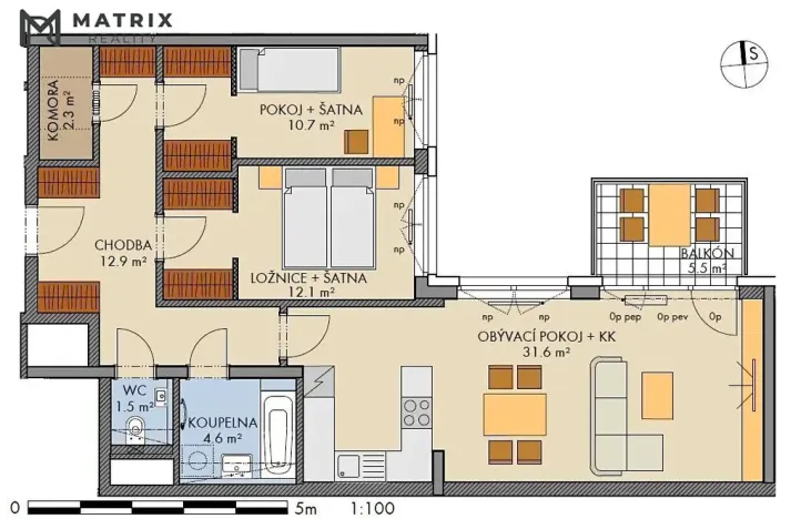 Prodej bytu 3+kk, Praha - Vysočany, Pod Harfou, 80 m2