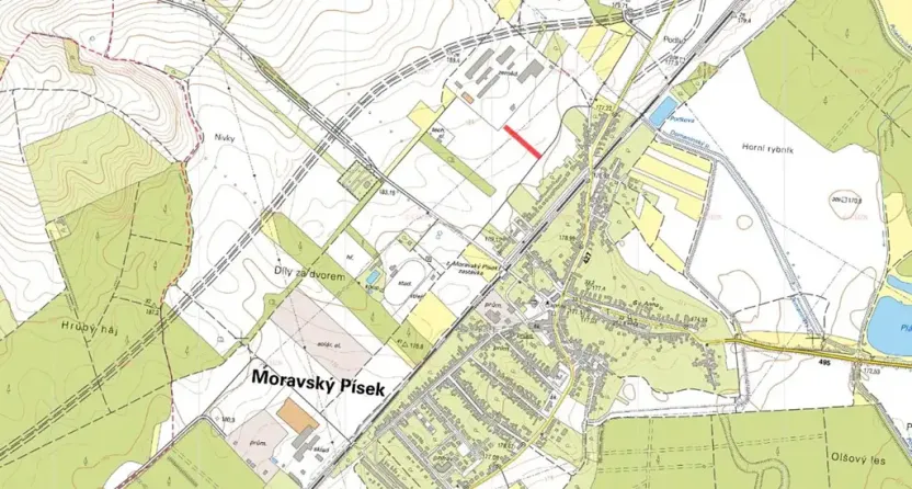Prodej podílu komerčního pozemku, Moravský Písek, 774 m2