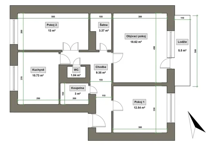 Pronájem bytu 3+1, Vsetín, Mládí, 75 m2