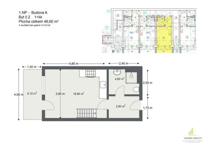 Prodej bytu 1+kk, Břeclav, 46 m2