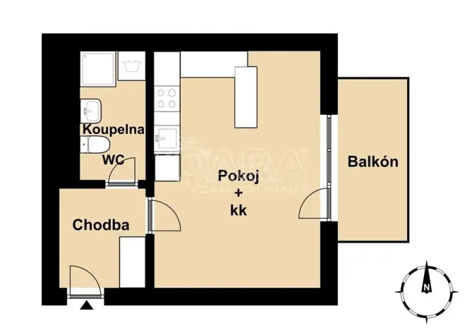Pronájem bytu 1+kk, Praha - Uhříněves, Karla Zicha, 33 m2