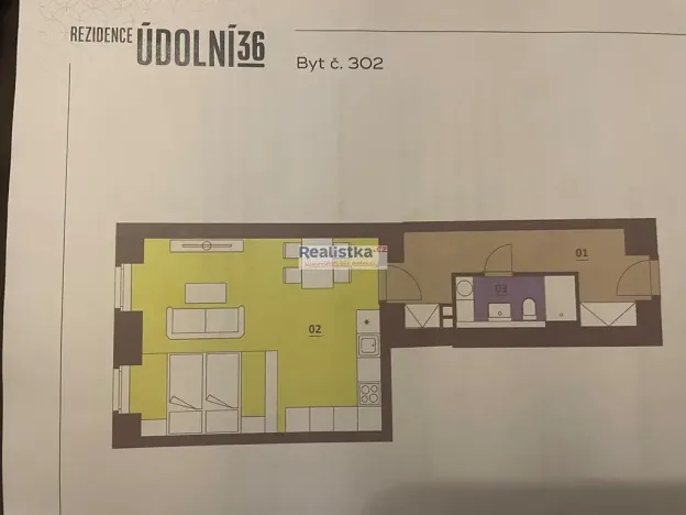 Pronájem bytu 1+kk, Brno, Údolní, 43 m2