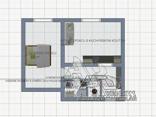 Pronájem bytu 2+kk, České Budějovice, 44 m2
