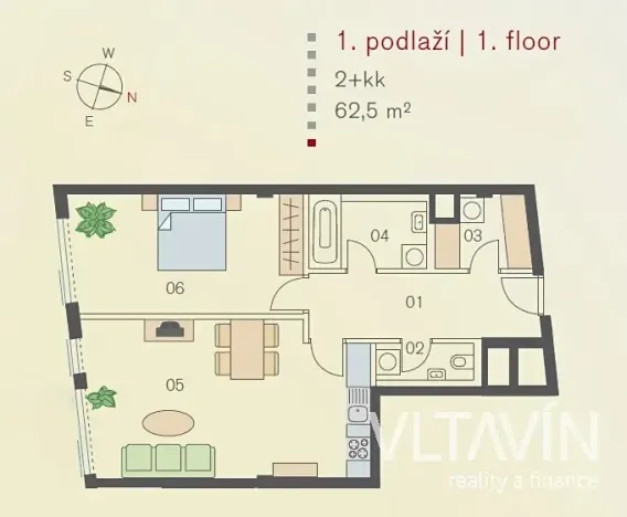 Pronájem bytu 2+kk, Praha - Smíchov, Švédská, 62 m2