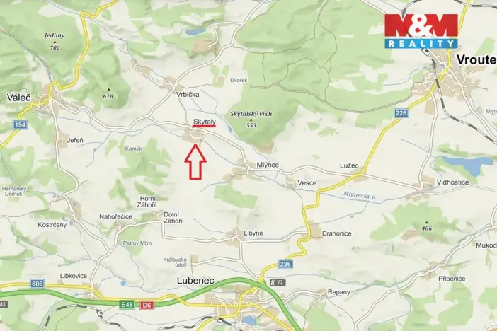 Prodej pozemku pro bydlení, Vroutek - Skytaly, 615 m2