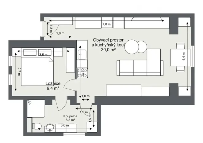 Pronájem bytu 2+kk, Praha - Vinoř, Moravanská, 47 m2