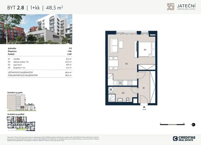 Prodej bytu 1+kk, Praha - Holešovice, Jateční, 47 m2
