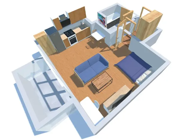 Pronájem bytu 1+kk, Praha - Letňany, Štanderova, 37 m2