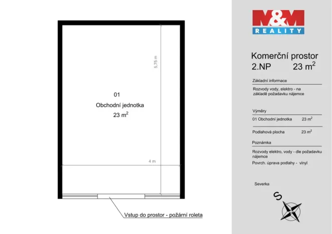 Pronájem obchodního prostoru, Benešov, Vnoučkova, 23 m2